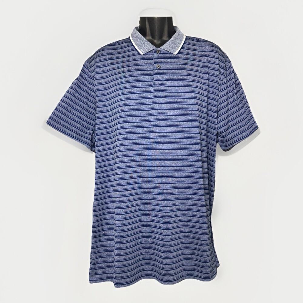 Nike Golf Polo Shirt XL Dri-Fit Blue Stripe Standard Activewear Mens Prep School